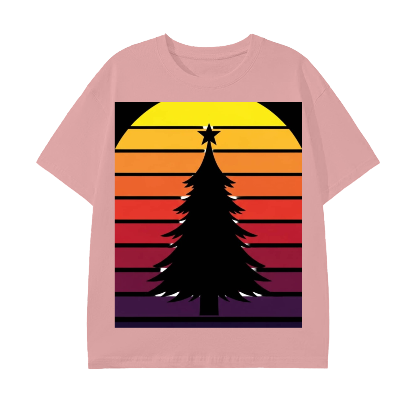 Glimo Retro Sunset Christmas Tree Tee