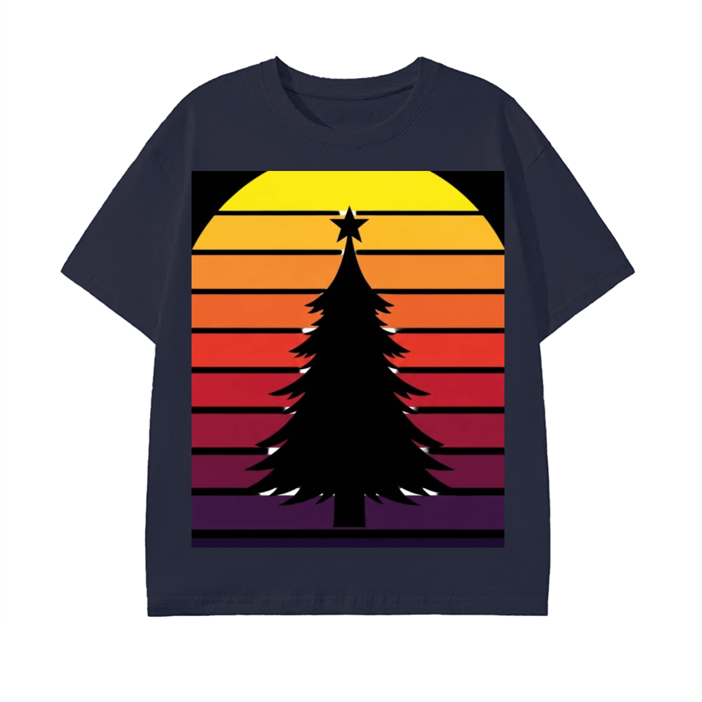 Glimo Retro Sunset Christmas Tree Tee