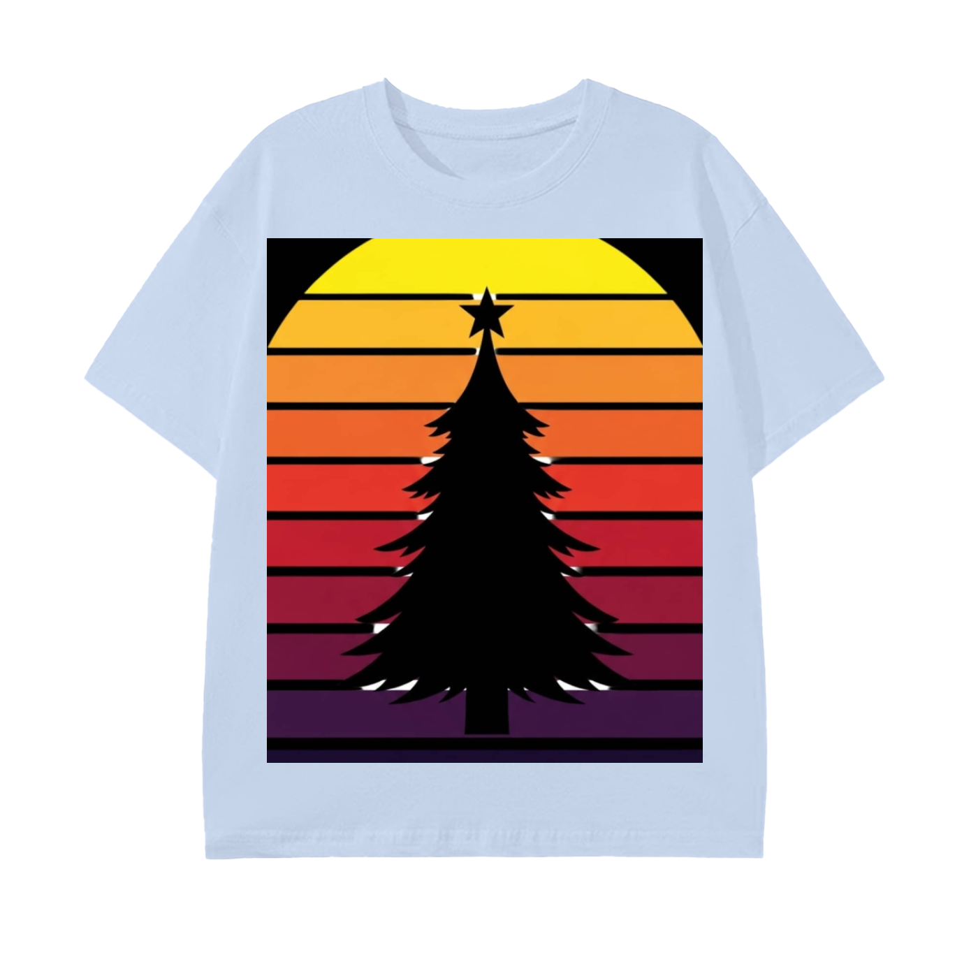 Glimo Retro Sunset Christmas Tree Tee