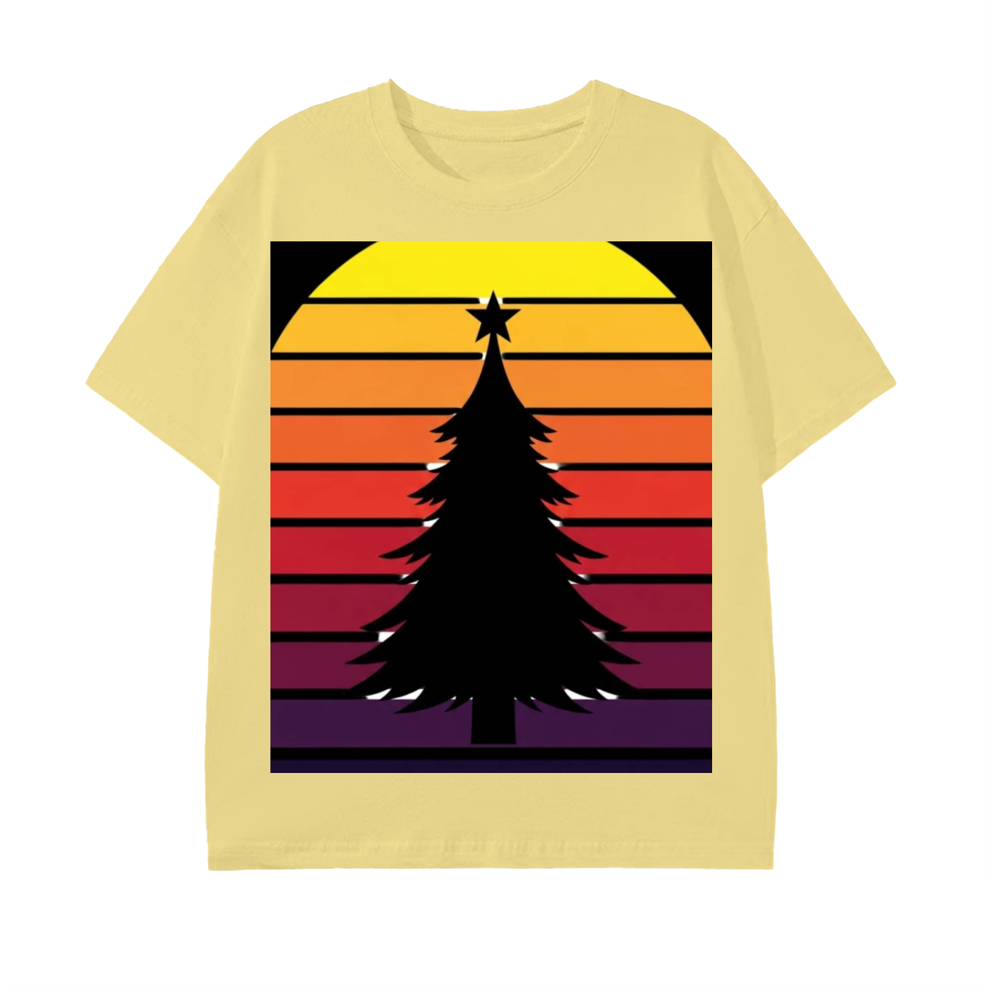 Glimo Retro Sunset Christmas Tree Tee
